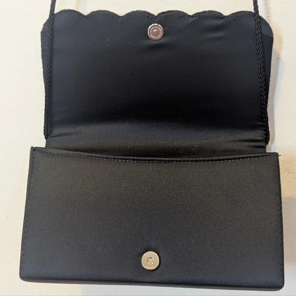 70s-80s Elegant Black and Silver Beaded Evening Bag/Clutch - Picture 7 of 8